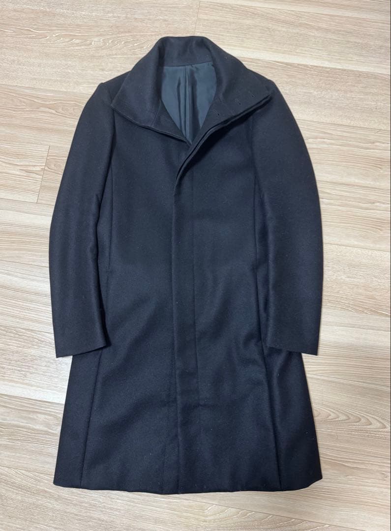 【美品】ATTACHMENT スタンドカラーコート ブラック ロングコート