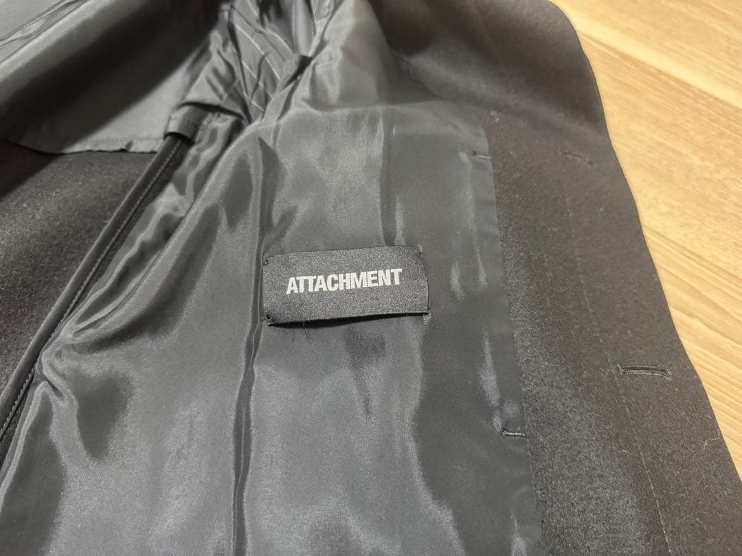 【美品】ATTACHMENT スタンドカラーコート ブラック ロングコート