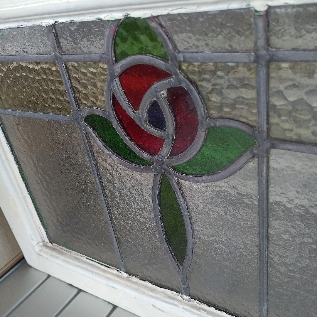 「リー」アンティークガラス　窓枠付きパネル　イギリス製　洋風雑貨