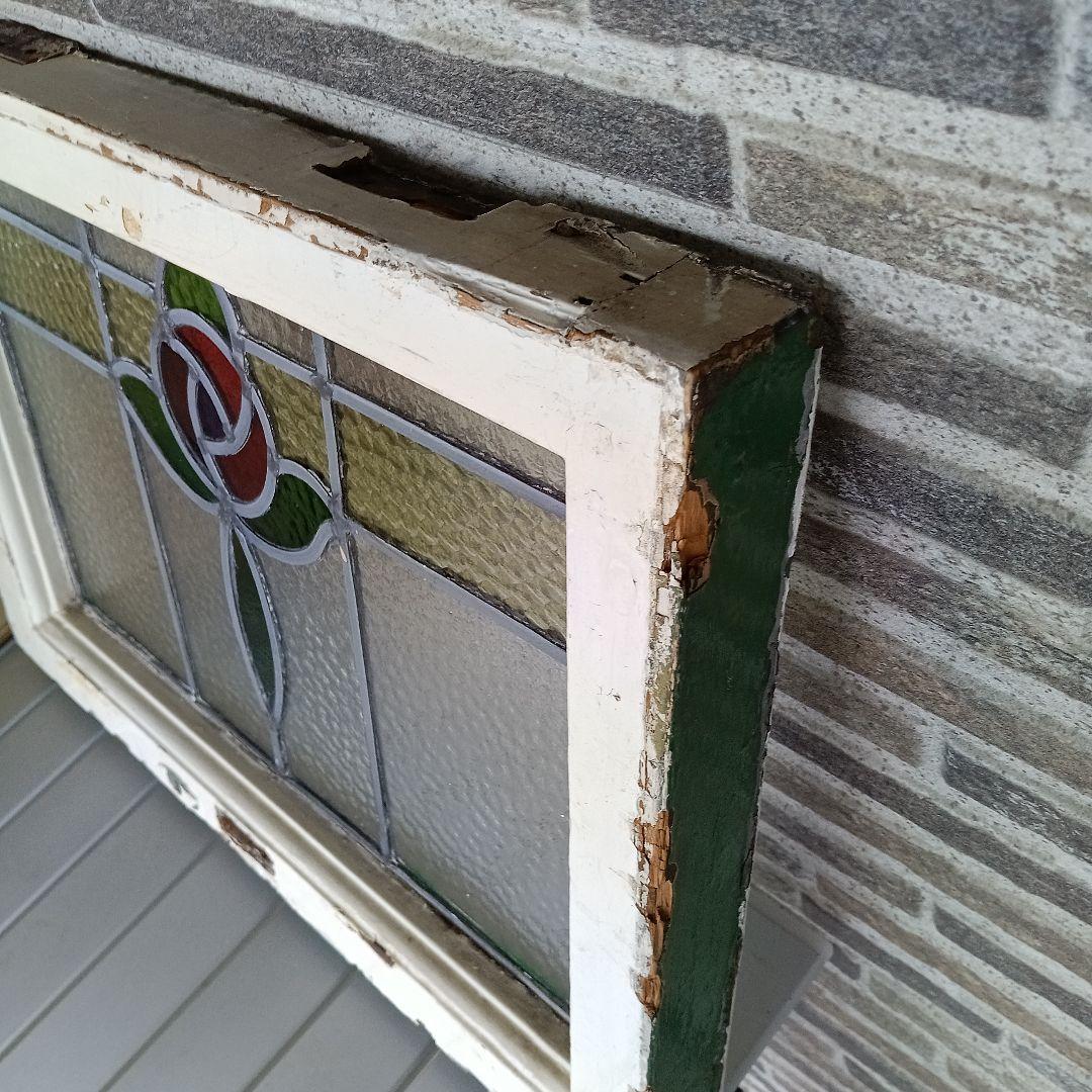 「リー」アンティークガラス　窓枠付きパネル　イギリス製　洋風雑貨