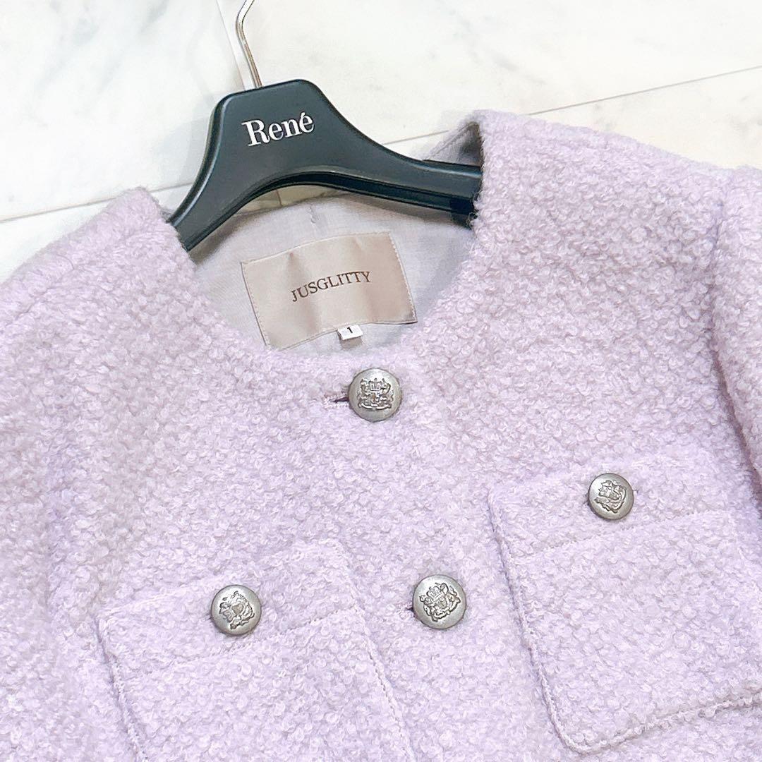 美品 JUSGLITTY ジャスグリッティー ブークレジャコット ノーカラー