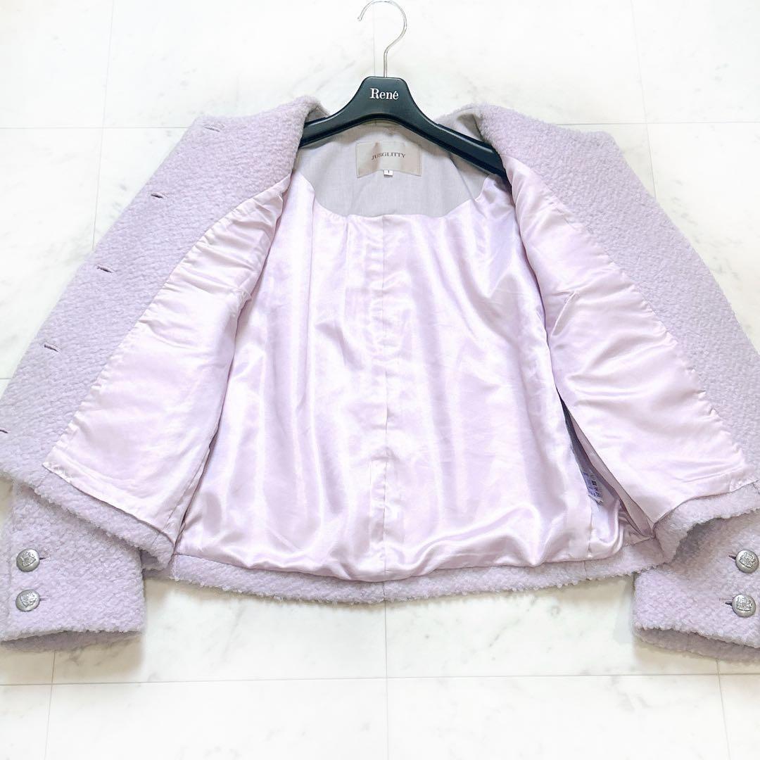 美品 JUSGLITTY ジャスグリッティー ブークレジャコット ノーカラー