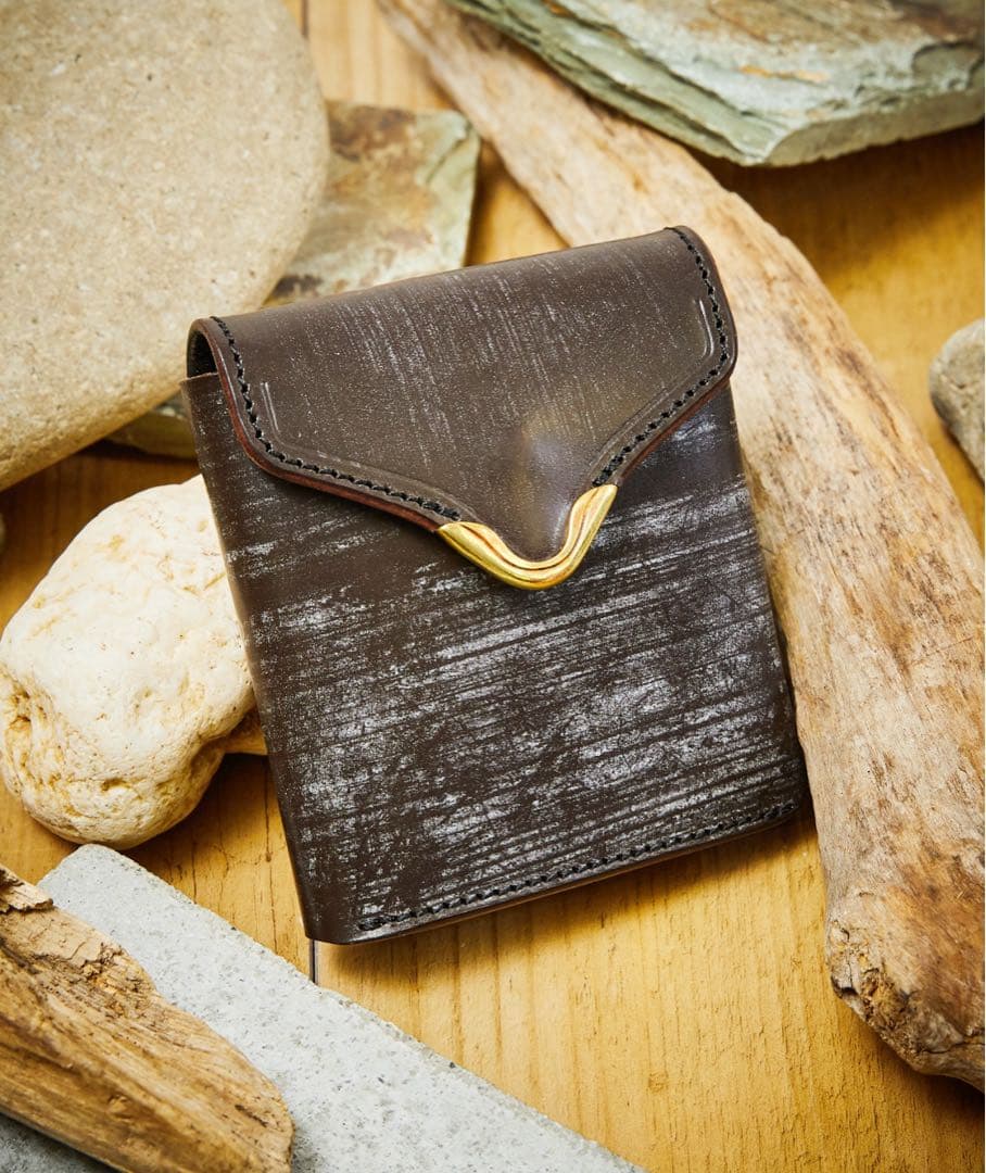 CrampクランプUKブライドルレザーフロント金具ギャルソンスリムウォレット