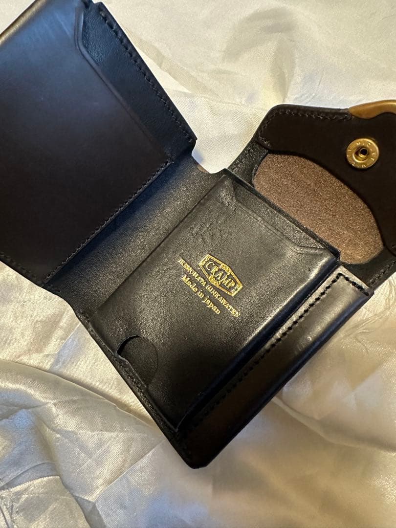 CrampクランプUKブライドルレザーフロント金具ギャルソンスリムウォレット