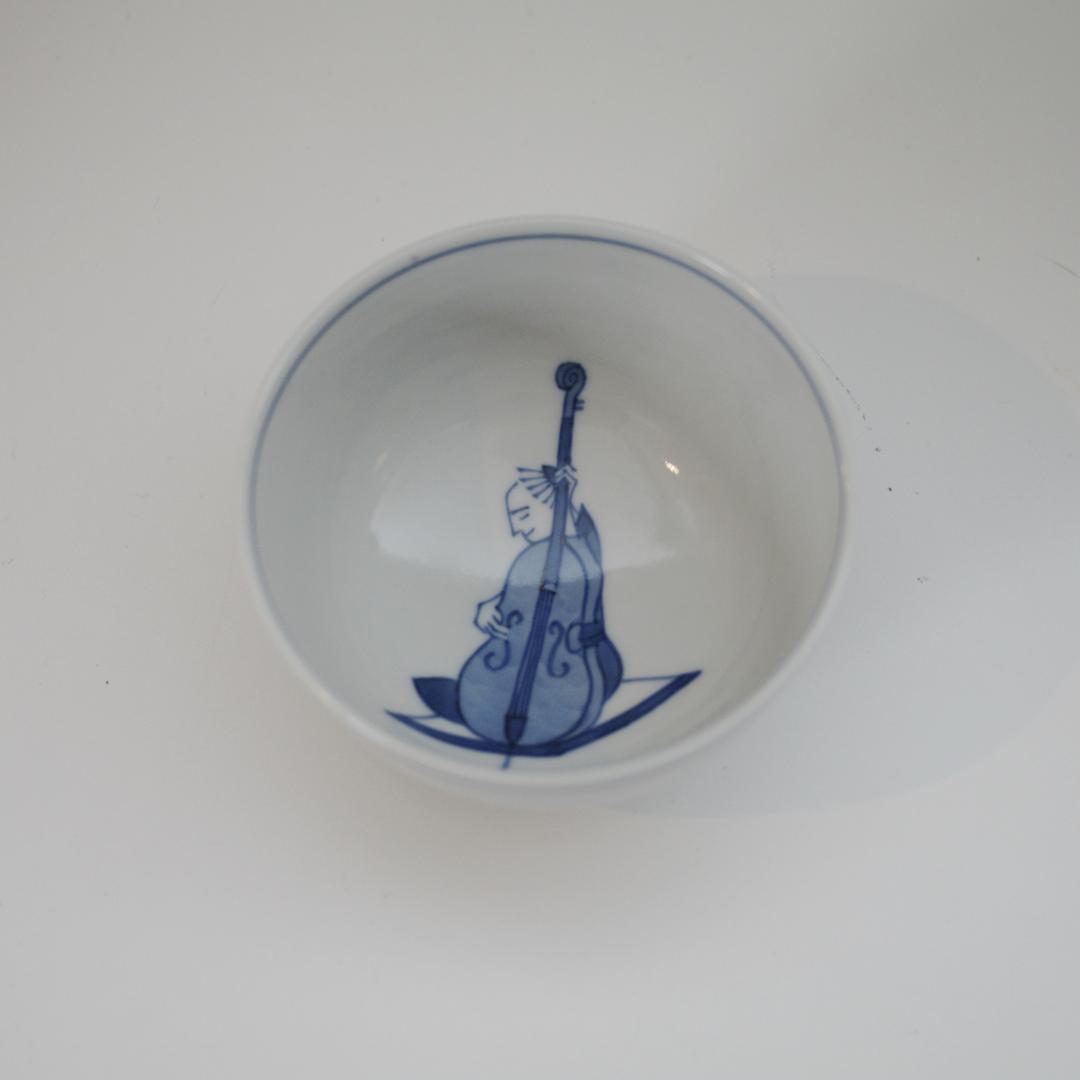 九谷焼 上出長右衛門窯 汲出碗 笛吹 ４個セット