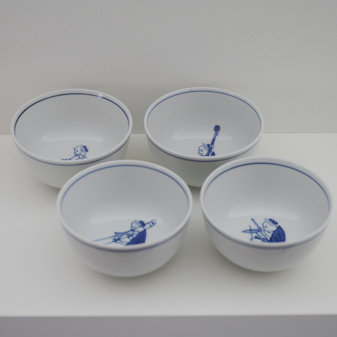 九谷焼 上出長右衛門窯 汲出碗 笛吹 ４個セット