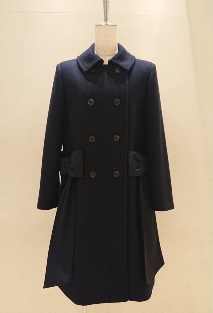 最終ジェーンマープル　ダブルボタンサイドリボンドレスコート　ネイビー　紺