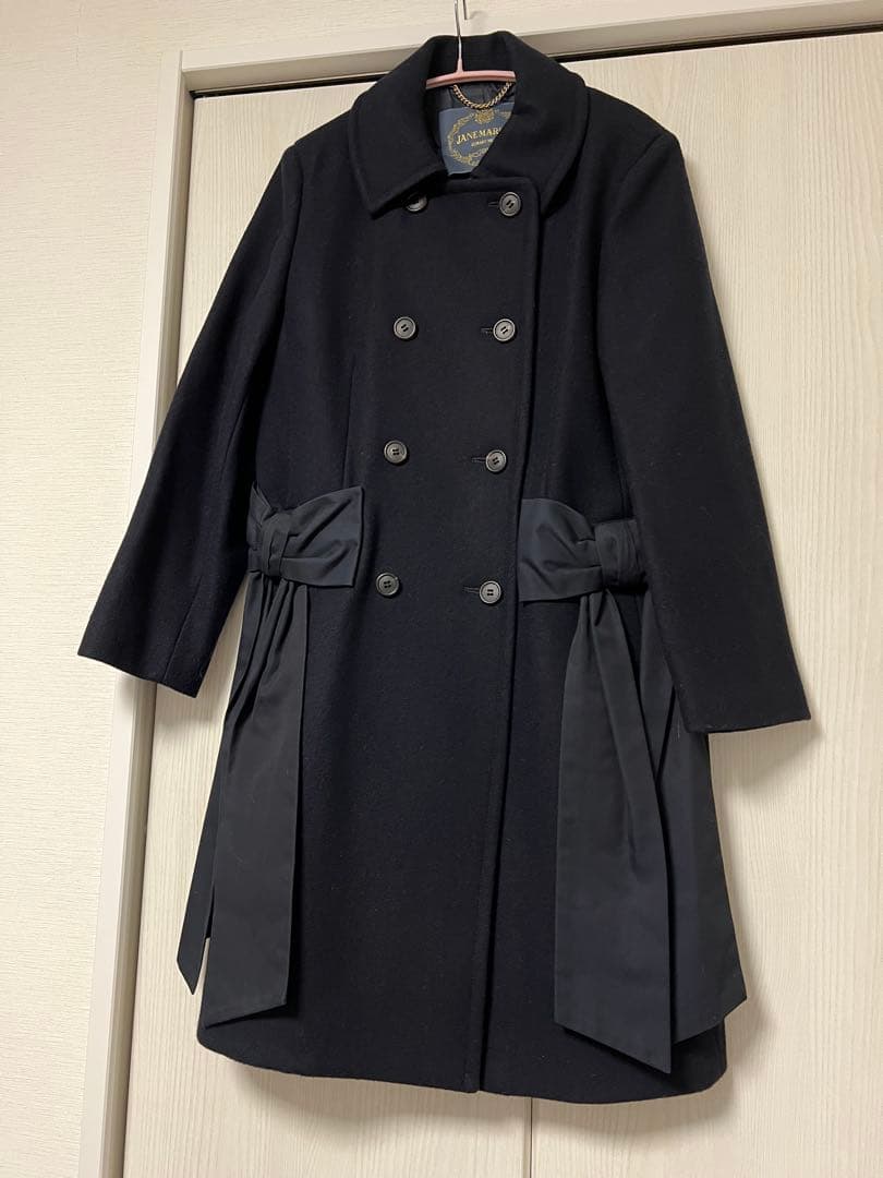 最終ジェーンマープル　ダブルボタンサイドリボンドレスコート　ネイビー　紺