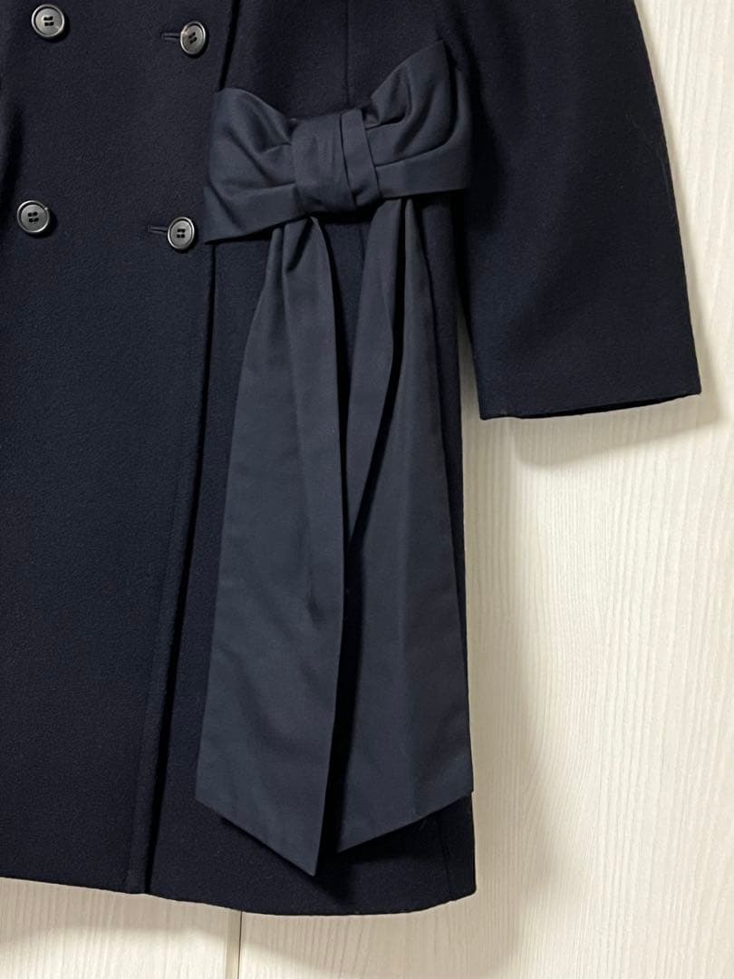 最終ジェーンマープル　ダブルボタンサイドリボンドレスコート　ネイビー　紺