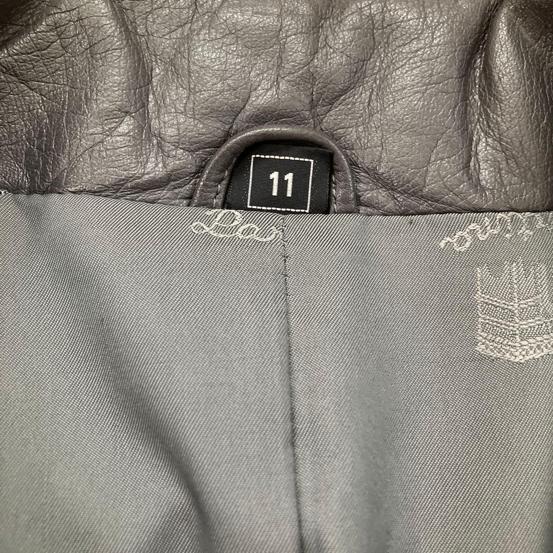 11.13 partna パルティナ ミンクファー使いレザーコート グレー 11