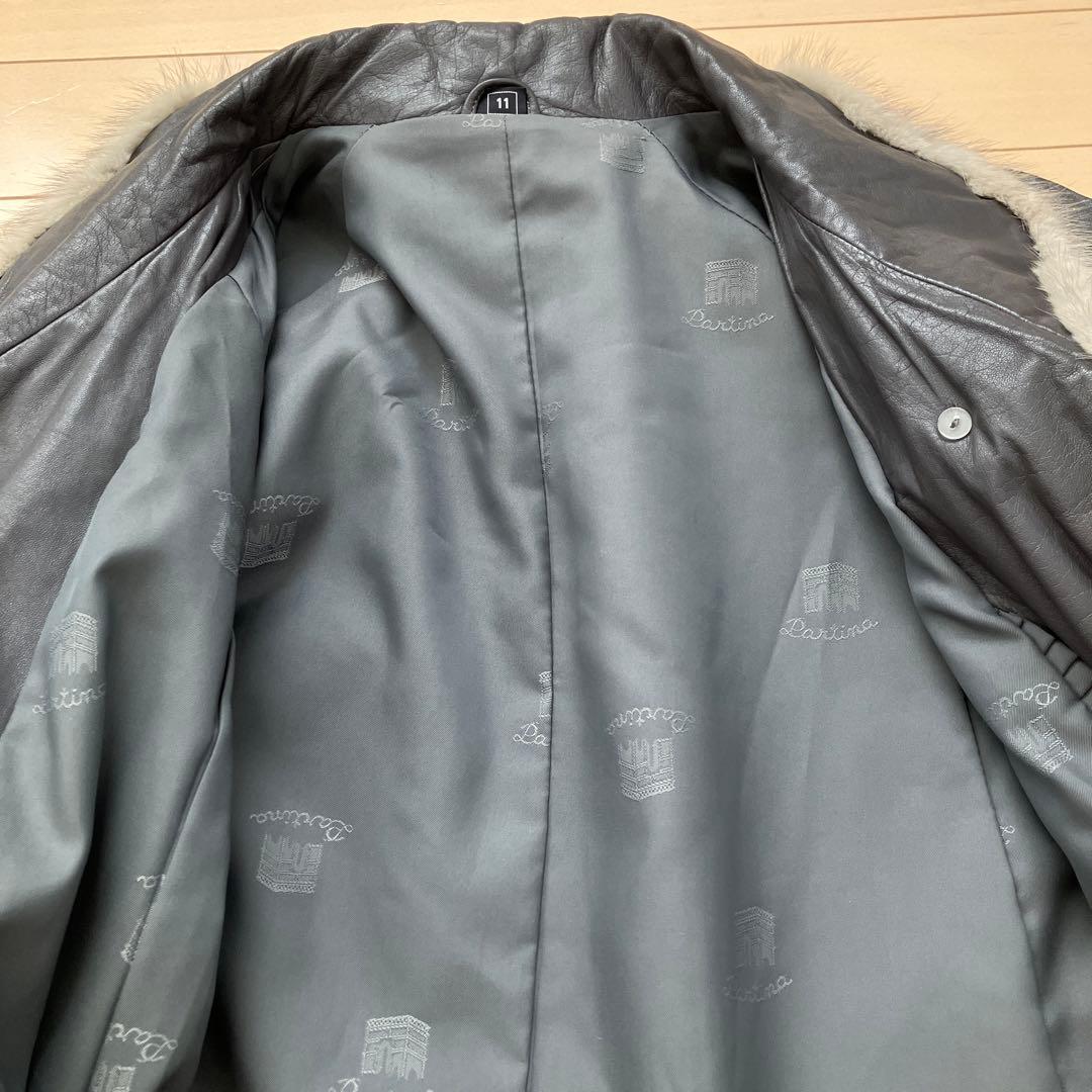 11.13 partna パルティナ ミンクファー使いレザーコート グレー 11