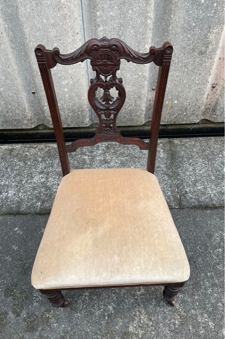 稀少/アンティーク/イギリス製/ナーシングチェア/ダイニングチェア/キャスター付