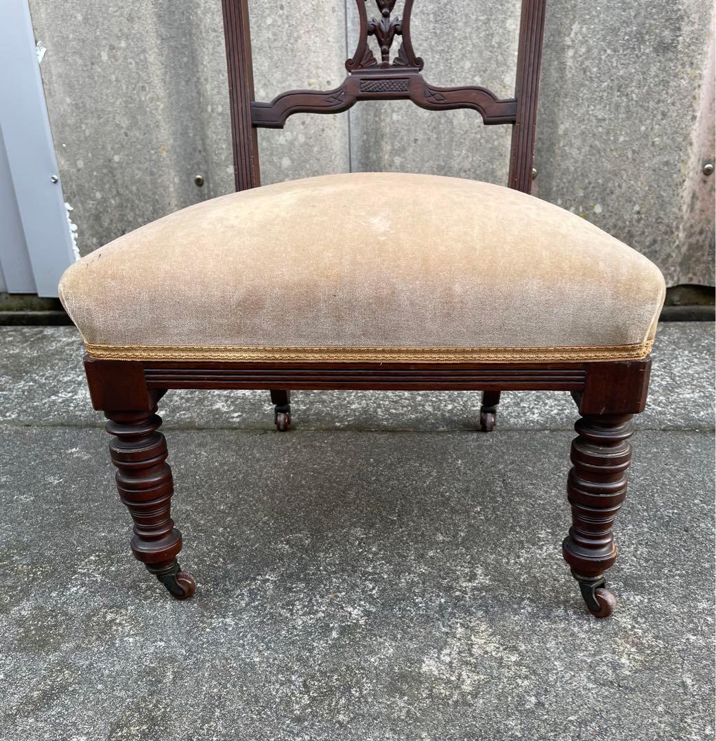 稀少/アンティーク/イギリス製/ナーシングチェア/ダイニングチェア/キャスター付