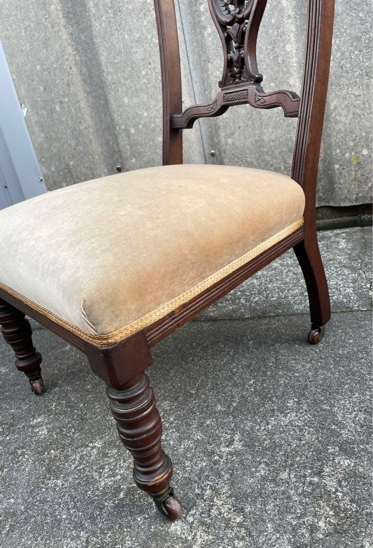 稀少/アンティーク/イギリス製/ナーシングチェア/ダイニングチェア/キャスター付