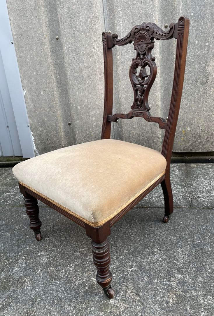 稀少/アンティーク/イギリス製/ナーシングチェア/ダイニングチェア/キャスター付