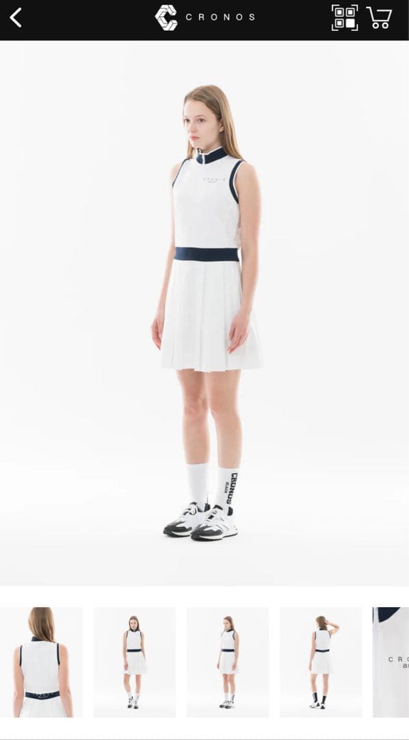 【ゆ】CRONOS レディースゴルフワンピース ホワイト/ネイビー新品