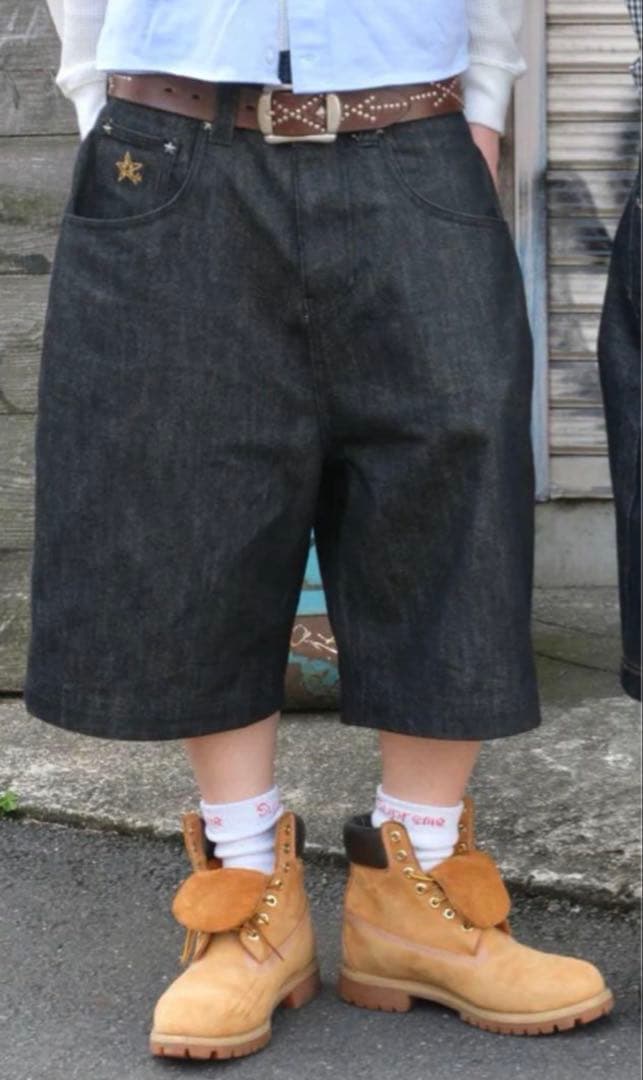 パンツ Star logo rigid Denim Jorts belvet BLACK