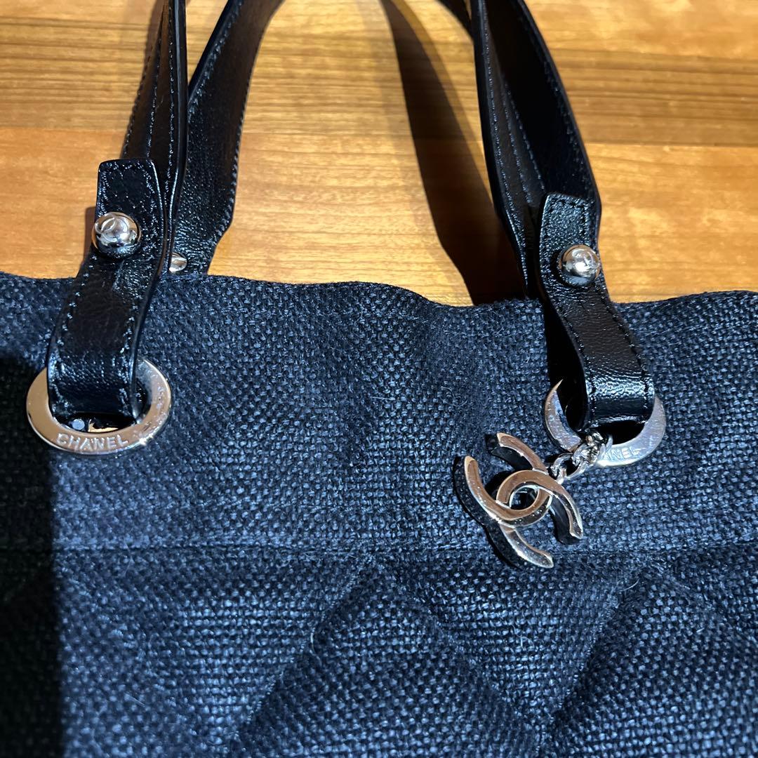 シャネル　パリビアリッツトートバッグ　ブラックシルバー金具
