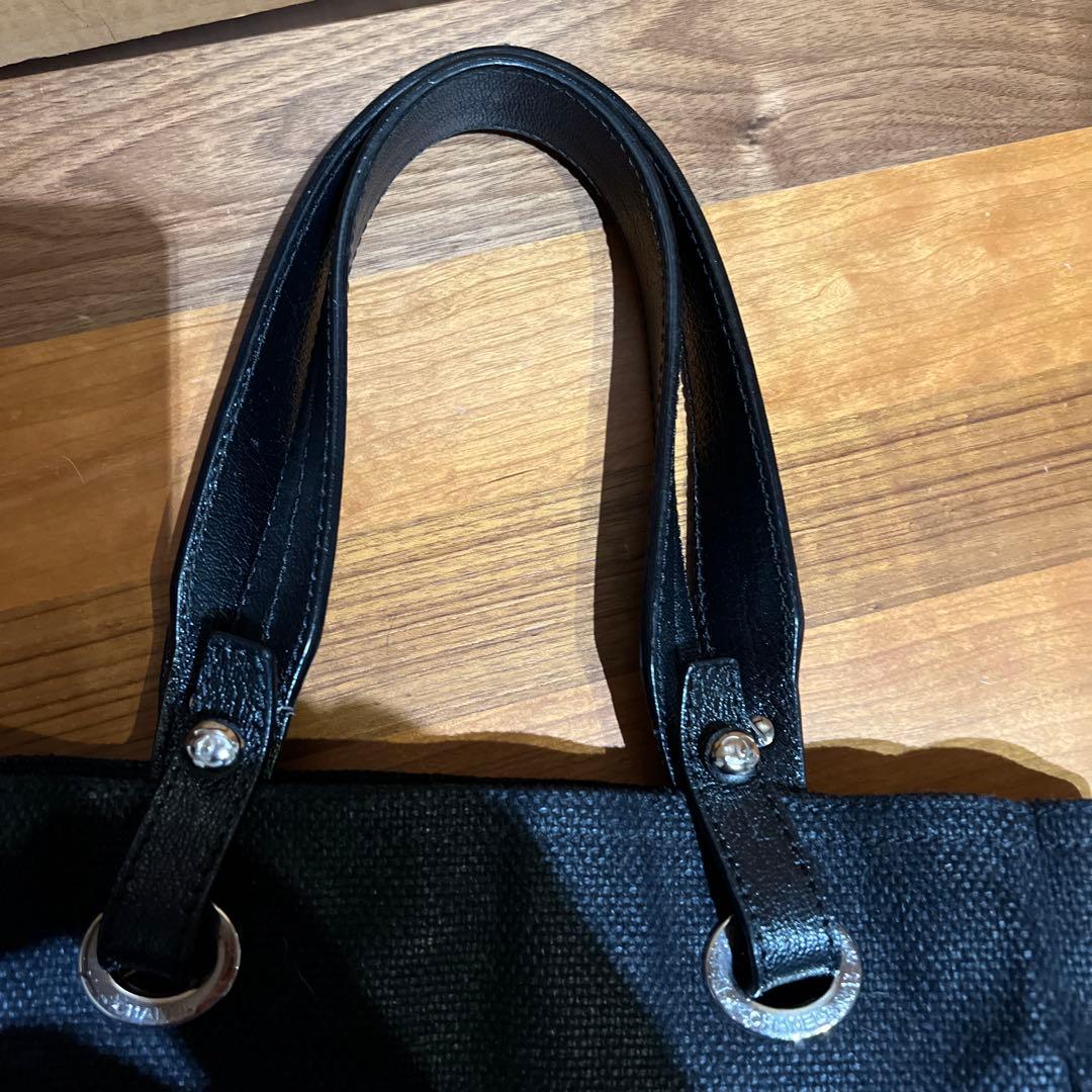 シャネル　パリビアリッツトートバッグ　ブラックシルバー金具