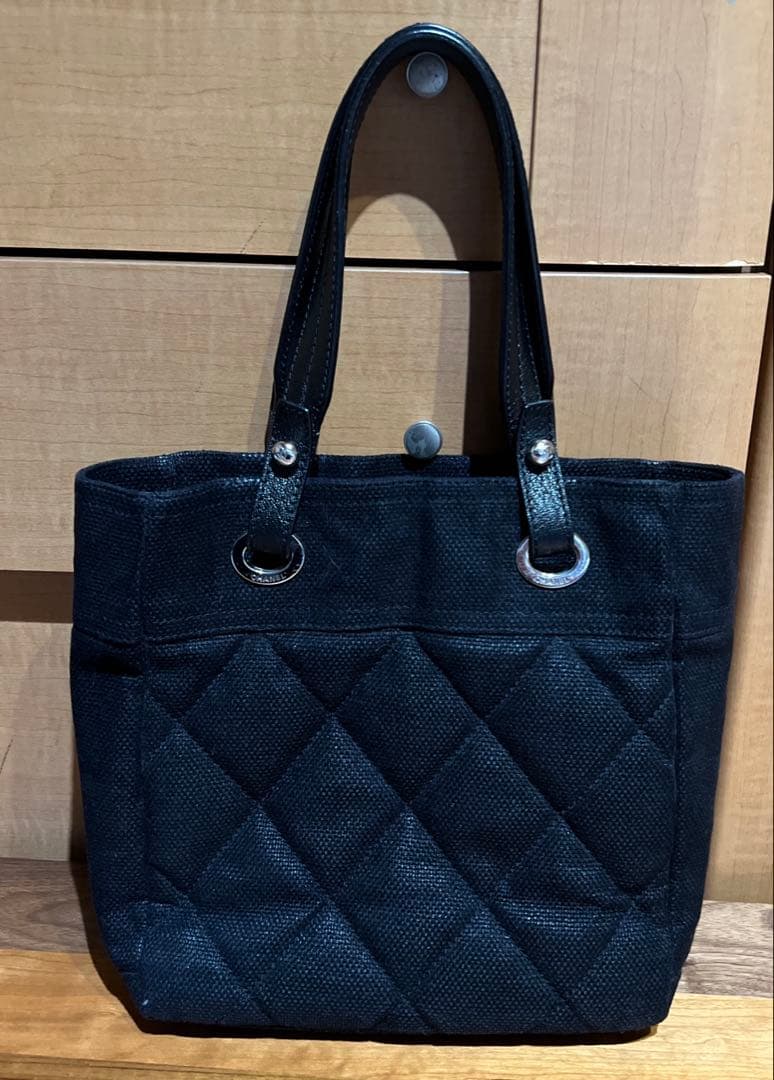 シャネル　パリビアリッツトートバッグ　ブラックシルバー金具