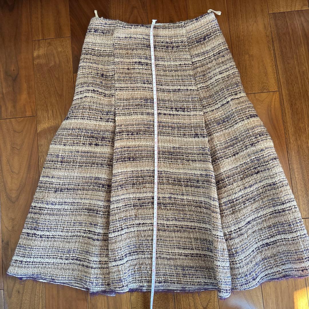 PRADA フレアスカート 40ベージュ・紫・茶色