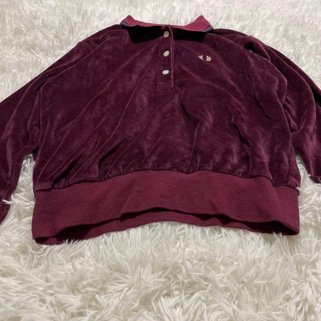 美品　FRED PERRY フレッドペリー　ベロア　ポロシャツ　長袖　刺繍ロゴ