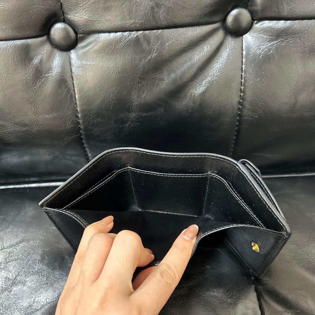 PRADA プラダ サフィアーノ ゴールド三角バッジ 財布 ブラック ウォレット