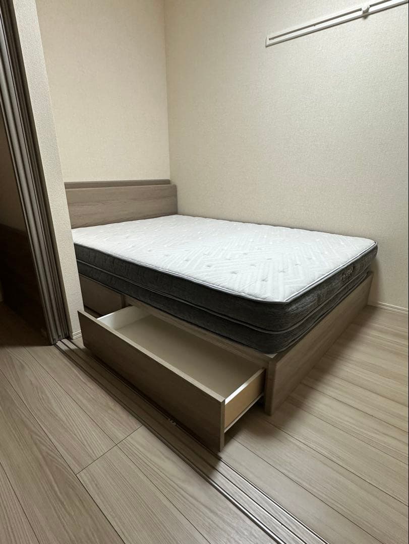 【ぱーち】 ダブル引き出し付きフレーム マットレス(Nスリープ)セミダブル