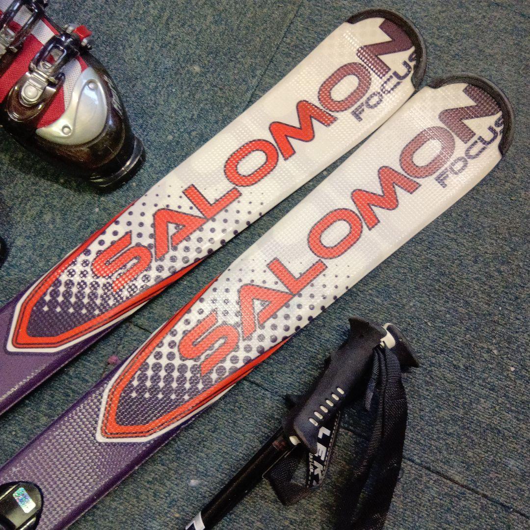 SALOMON 145cmスキーセット ブーツ&ストック&ケース 整備済