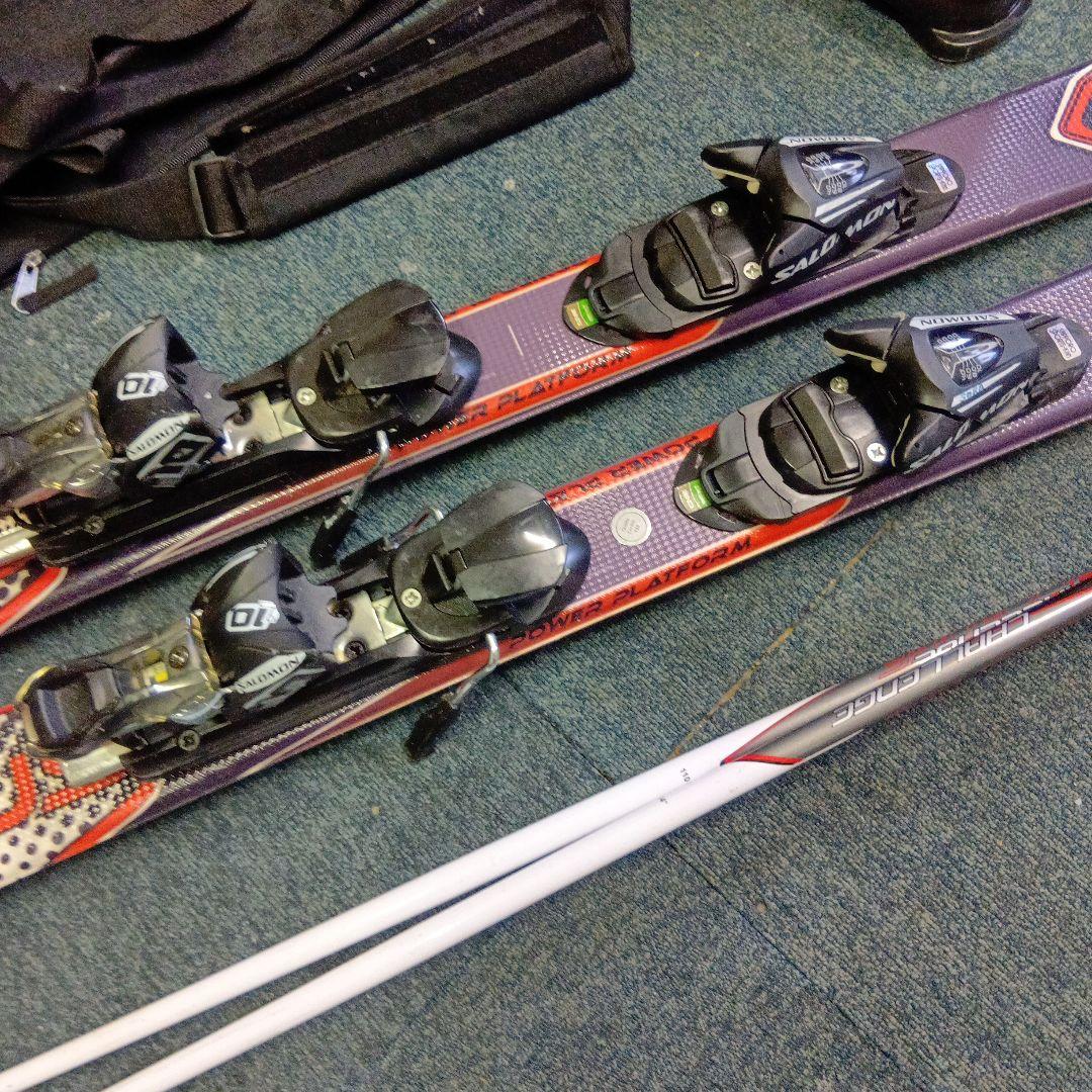 SALOMON 145cmスキーセット ブーツ&ストック&ケース 整備済