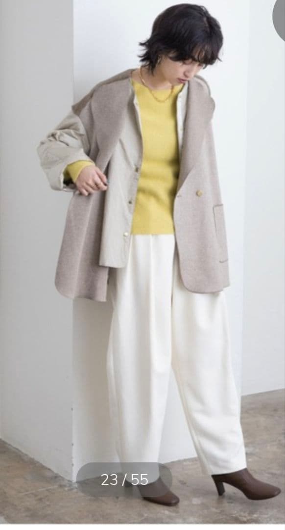 値下げ中❤エイミーロウノーカラーウール混合ジャケット ベージュ　新品