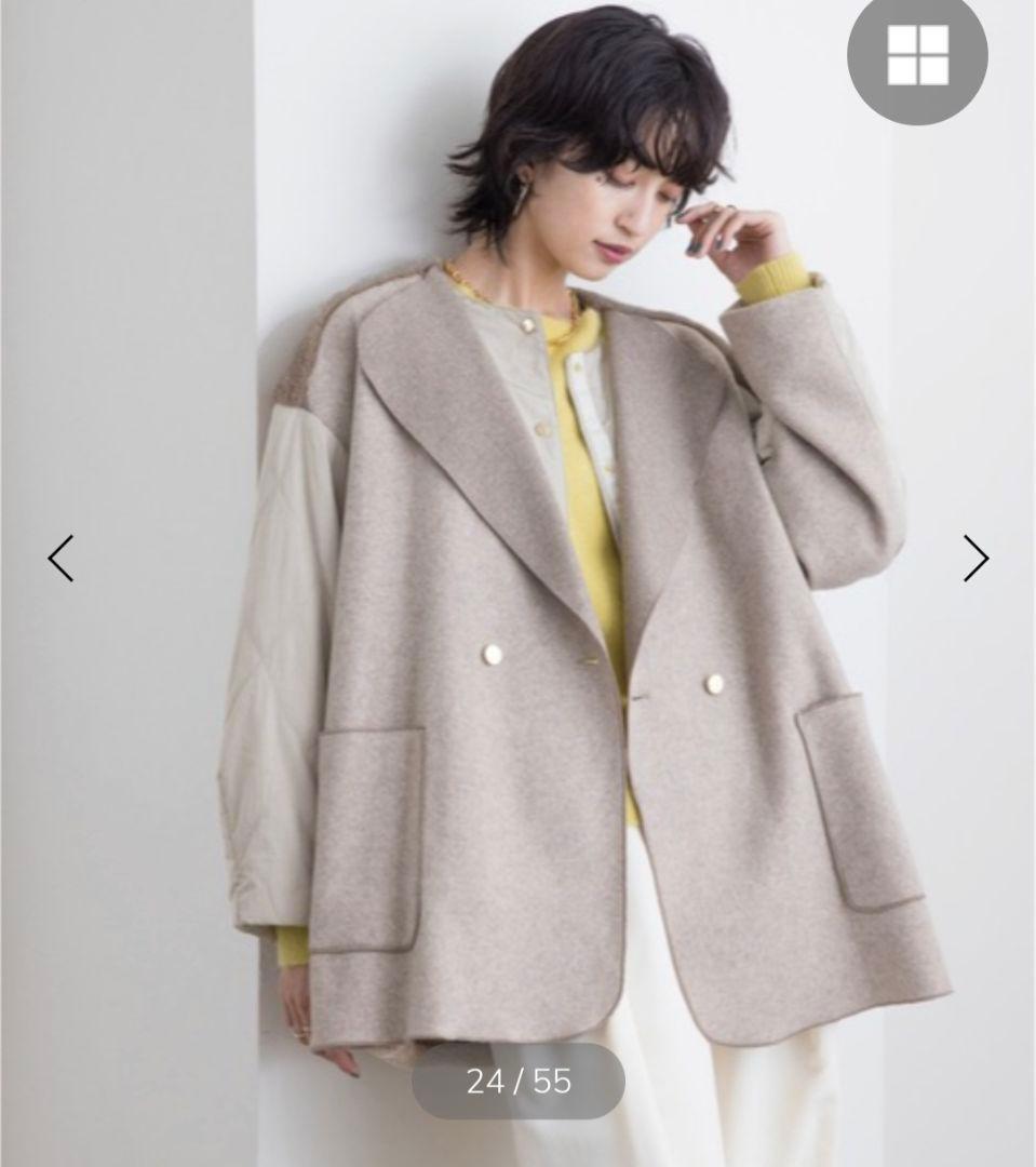 値下げ中❤エイミーロウノーカラーウール混合ジャケット ベージュ　新品