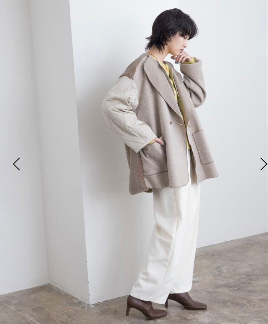 値下げ中❤エイミーロウノーカラーウール混合ジャケット ベージュ　新品