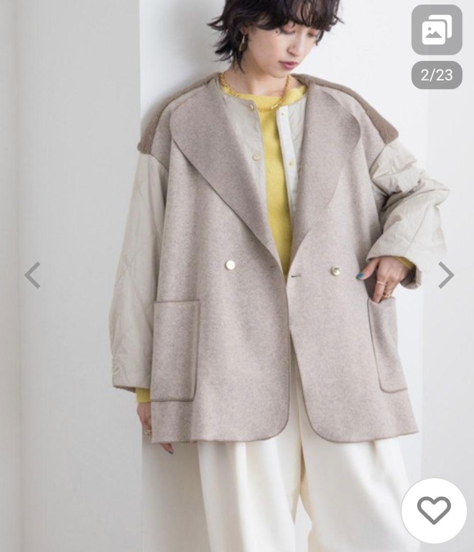 値下げ中❤エイミーロウノーカラーウール混合ジャケット ベージュ　新品