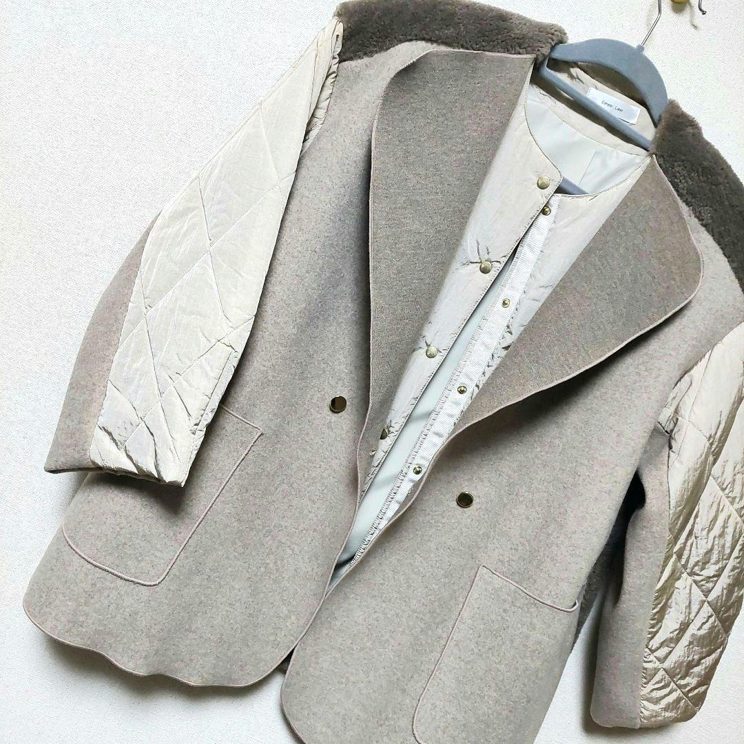 値下げ中❤エイミーロウノーカラーウール混合ジャケット ベージュ　新品