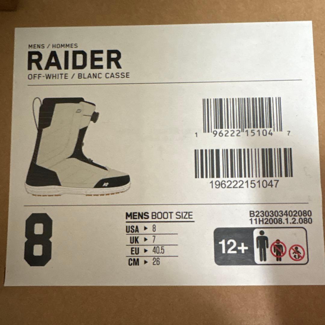 K2 RAIDER スノーボードブーツ　26cm オフホワイト/ブラック