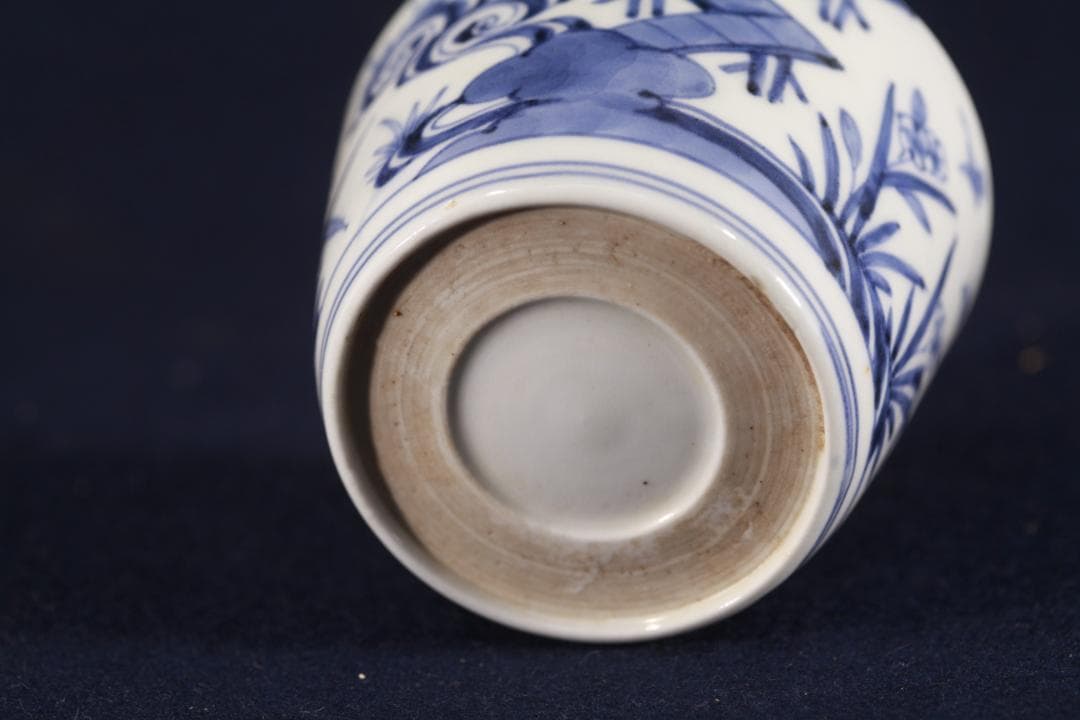 く*う様 402　古伊万里大振染付菖蒲草花八橋図蕎麦猪口 無傷美品 江戸中期