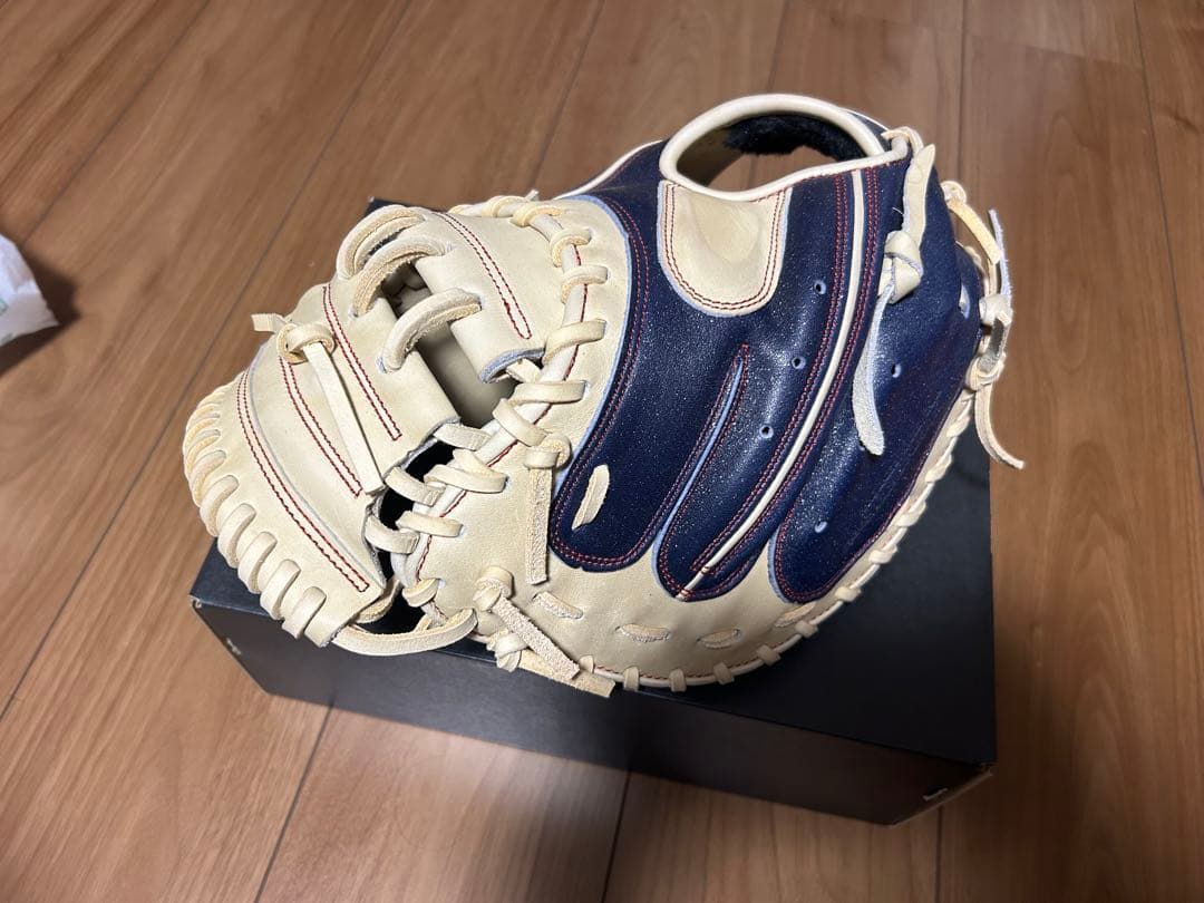 SSK 軟式キャッチャーミット ネイビーラメ/キャメル