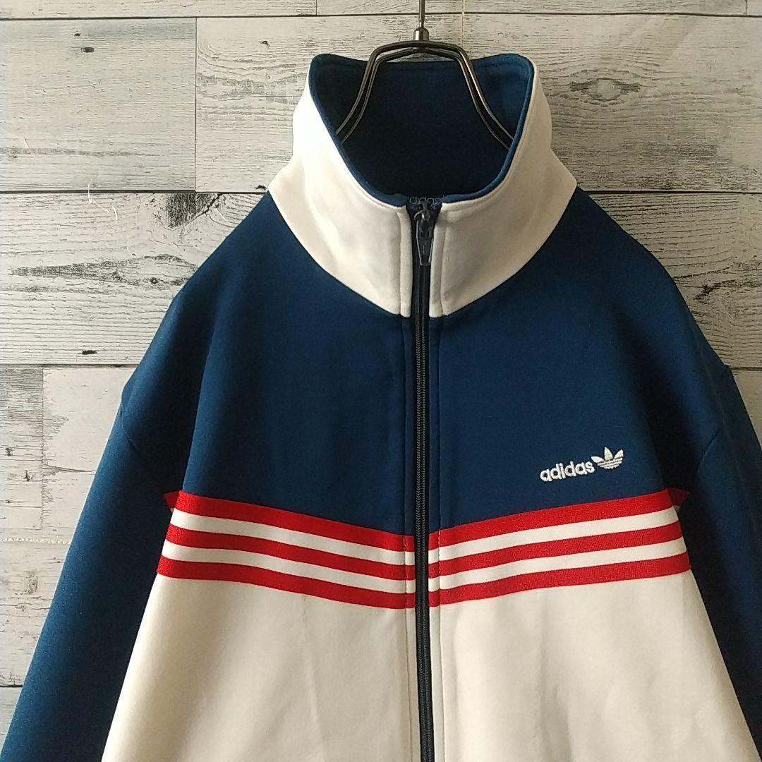 超希少☆西ドイツ アディダス 刺繍ロゴ トラックジャケット デサント M