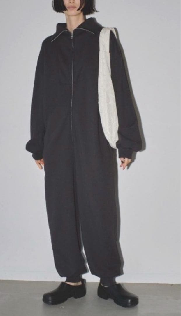 トゥデイフル スウェットジップコンビネゾン　38 チャコールグレー