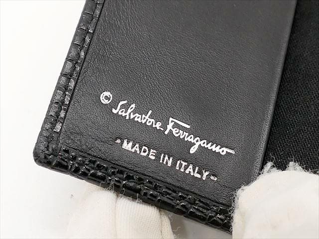 ★2361］未使用＊サルヴァトーレフェラガモ＊　6連　キーケース　リザード調　黒