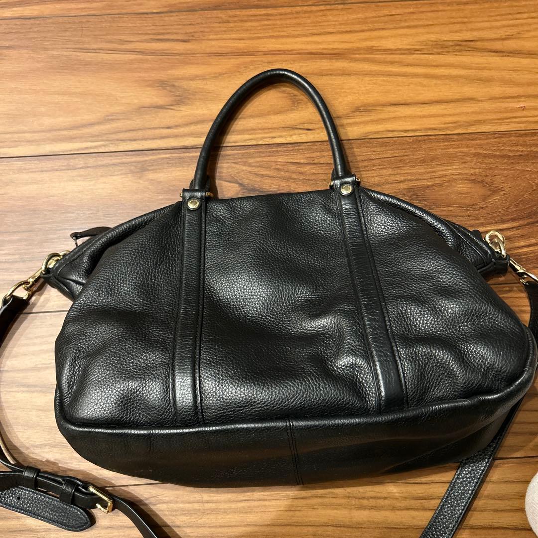 COACH ブラック レザー ショルダーバッグ