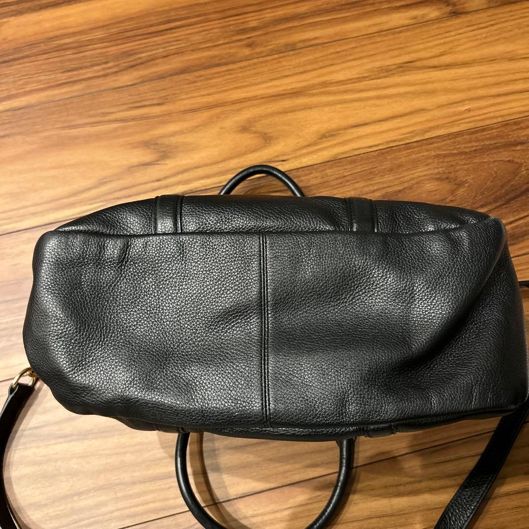 COACH ブラック レザー ショルダーバッグ