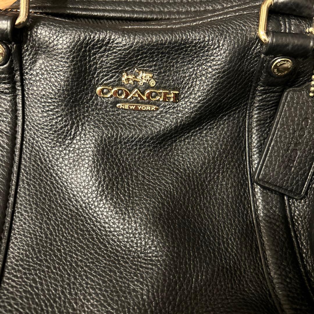 COACH ブラック レザー ショルダーバッグ