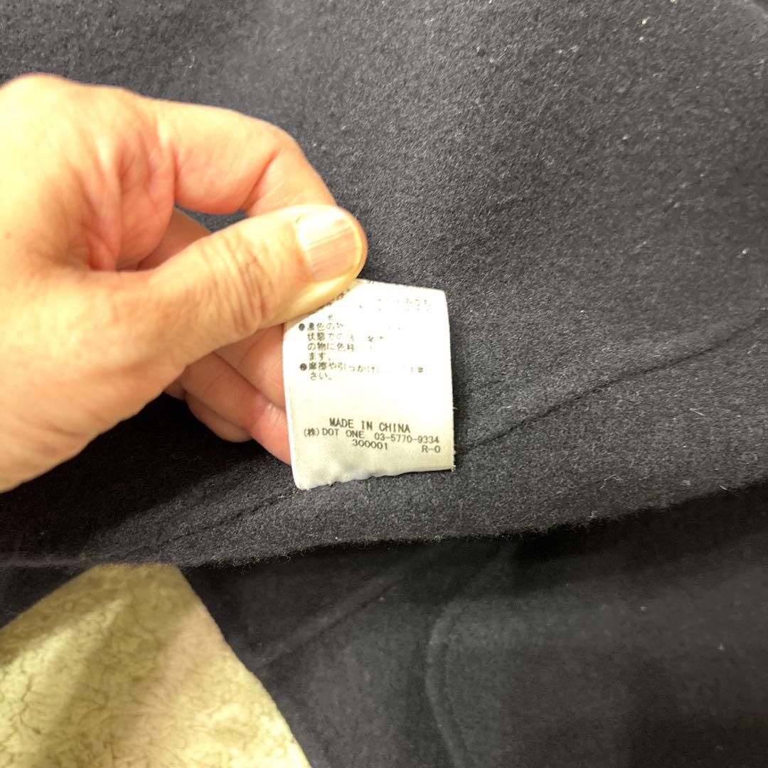 ベルト、ストールつきネイビー ノーカラー ジャケットアニュアンス