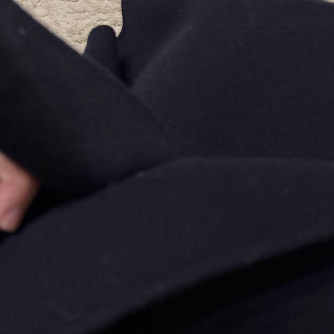 ベルト、ストールつきネイビー ノーカラー ジャケットアニュアンス