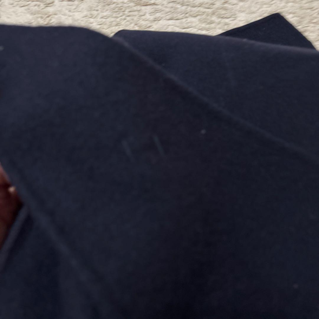 ベルト、ストールつきネイビー ノーカラー ジャケットアニュアンス