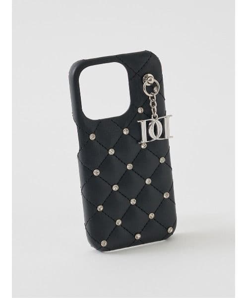 Darich キルティングビジューDDチャームiPhoneケース　14Pro　黒