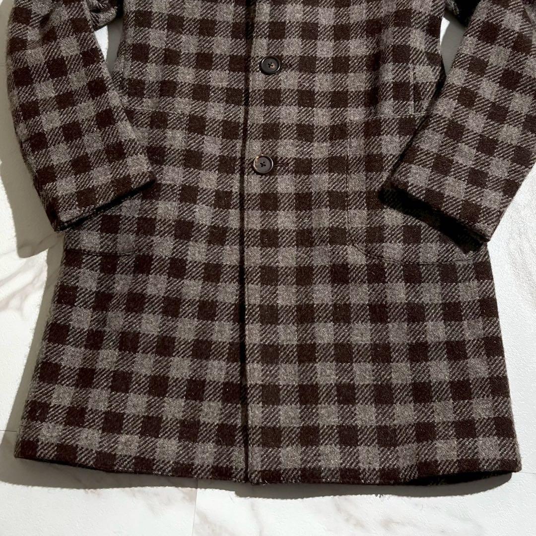 極美品 ラルディーニ チェスターコート ブートニエール チェック柄 【80】