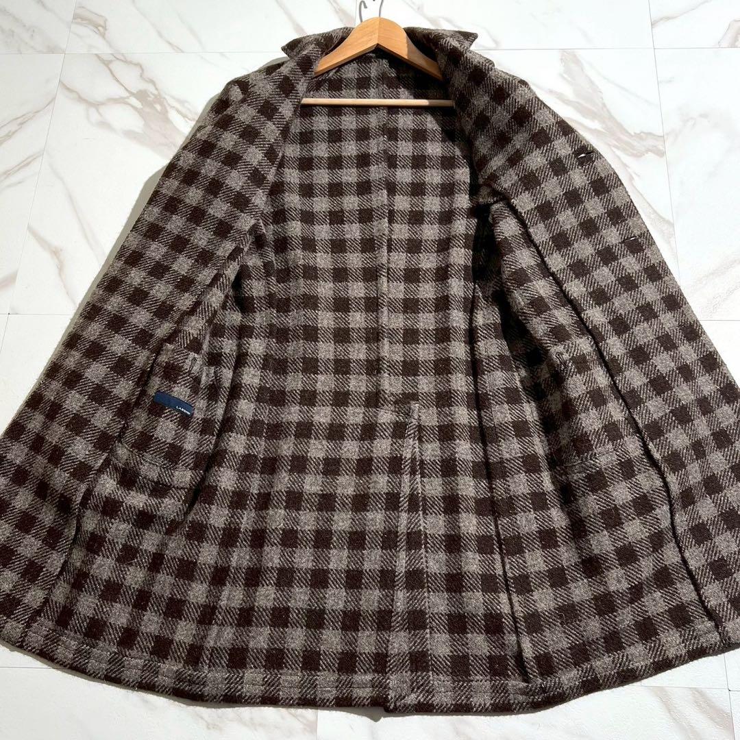 極美品 ラルディーニ チェスターコート ブートニエール チェック柄 【80】